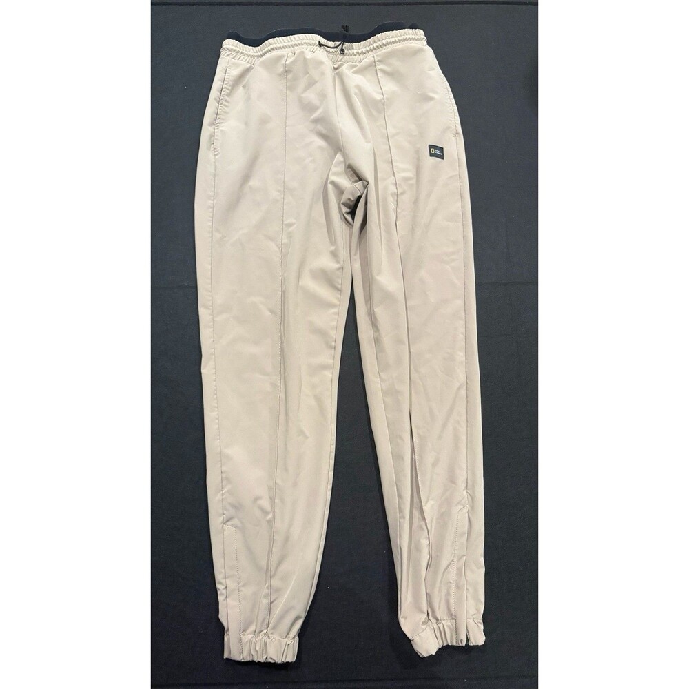 Rare National Geographic Elastic Drawstring Waist Sz Small Khaki Jogger Vtg